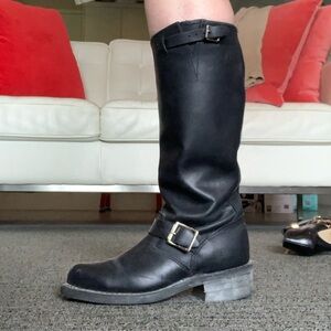 Frye Boots | Black Leather Motorcycle Boots